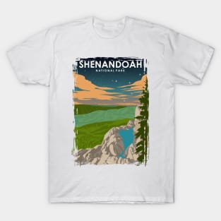 Shenandoah National Park at Night Vintage Minimal Travel Poster T-Shirt